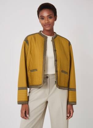 Jachete casual guler rotund galben MKT STUDIO femeie