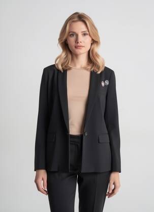Jachete casual guler tip costum negru FIVE femeie