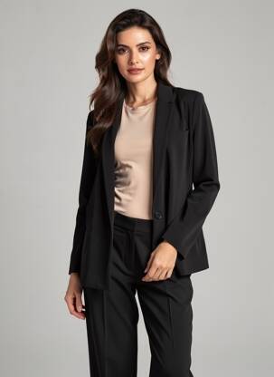 Jachete casual guler tip costum negru FIVE femeie