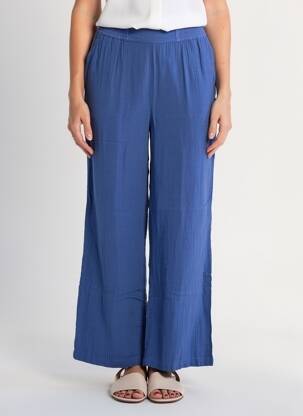 Pantalon drept talie elastică albastru ZILCH femeie