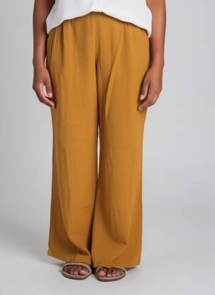 Pantalon drept talie elastică galben ZILCH femeie