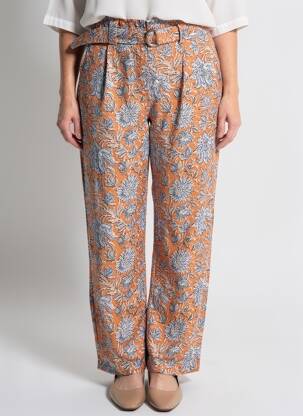 Pantalon drept talie elastică portocalie YERSE femeie