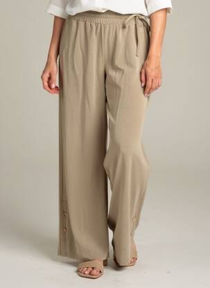 Pantalon drept talie elastică bej YAYA femeie