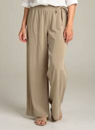 Pantalon drept talie elastică bej YAYA femme