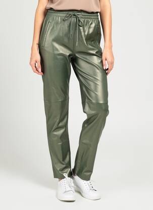 Pantalon slim talie elastică verde OAKWOOD femeie