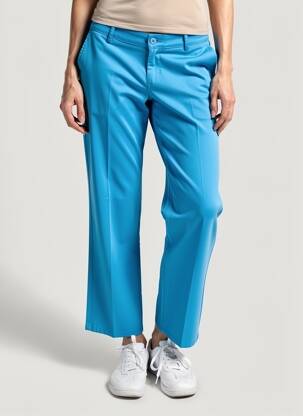 Pantalon drept închidere cu fermoar sub clapetă cu nasturi albastru HAPPY femeie