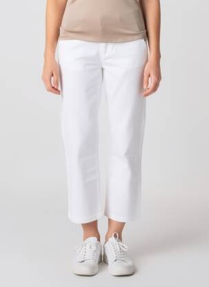 Pantalon 7/8 închidere cu fermoar sub clapetă cu nasturi alb HAPPY femeie