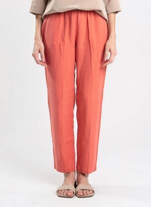 Pantalon 7/8 talie elastică portocalie HARTFORD femeie