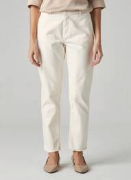 Pantalon 7/8 închidere cu fermoar sub clapetă cu nasturi bej FIVE femme