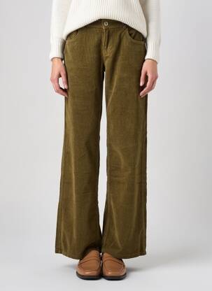 Pantalon larg închidere cu fermoar sub clapetă cu nasturi mărime normală verde FREEMAN T.PORTER femeie