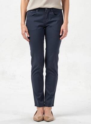 Pantalon slim țesătură poplin mărime normală albastru CREAM femeie