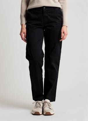 Pantalon chino țesătură poplin mărime normală negru FIVE femeie