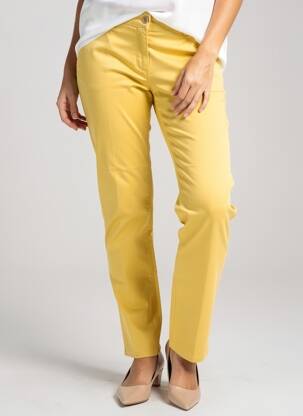 Pantalon chino închidere cu fermoar sub clapetă cu nasturi mărime normală galben HAPPY femeie