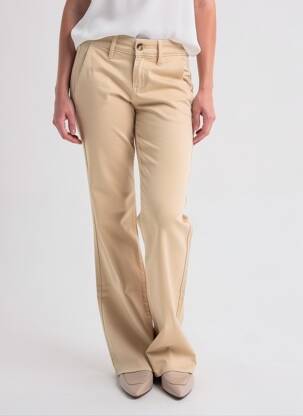 Pantalon chino închidere cu fermoar sub clapetă cu nasturi mărime normală bej HAPPY femeie