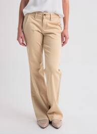 Pantalon chino închidere cu fermoar sub clapetă cu nasturi mărime normală bej HAPPY femme