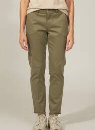 Pantalon chino închidere cu fermoar sub clapetă cu nasturi mărime normală verde FIVE femme