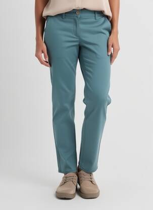 Pantalon chino țesătură poplin mărime normală albastru HAPPY femeie