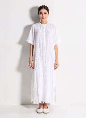 Rochie lungă mâneci scurte mâneci scurte alb HARTFORD femeie