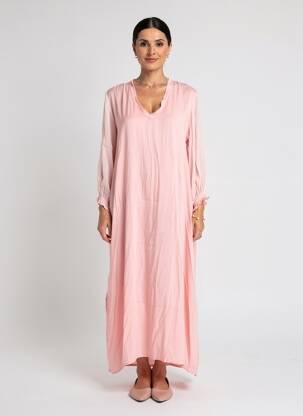 Rochie lungă mâneci lungi mâneci lungi roz ME369 femeie