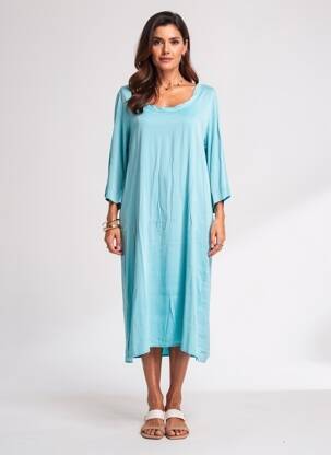 Rochie midi mâneci lungi mâneci lungi albastru ME369 femeie
