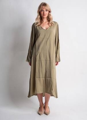 Rochie midi mâneci lungi mâneci lungi verde AMERICAN VINTAGE femeie