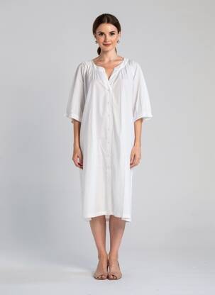 Rochie midi mâneci 3/4 mâneci 3/4 alb TOUPY femeie