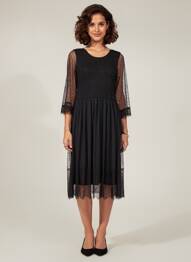 Rochie midi mâneci lungi mâneci lungi negru CREAM femme