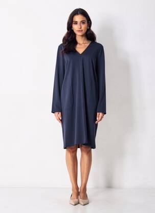 Rochie midi mâneci lungi mâneci lungi albastru ZILCH femeie