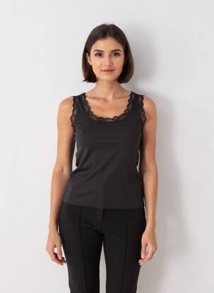 Maiou elasticitate fără mâneci negru CREAM femeie