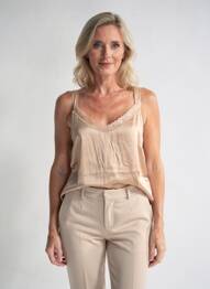 Top croială fluidă bretele subțiri bej LA REINE TRICOTE femme