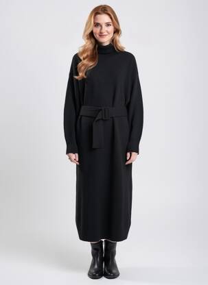 Rochie pulover elasticitate mâneci lungi negru YAYA femeie