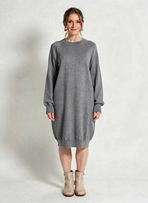Rochie pulover țesătură melanj mâneci lungi gri MAJESTIC FILATURES femeie