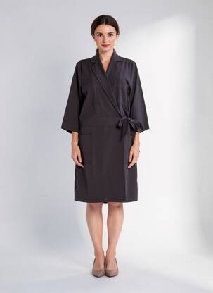 Rochie midi mâneci 3/4 mâneci 3/4 gri YAYA femeie