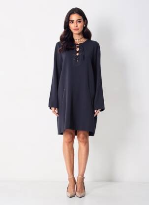 Rochie scurtă mâneci lungi mâneci lungi negru HARTFORD femeie