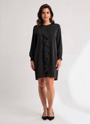 Rochie scurtă închidere cu fermoar la spate mâneci lungi negru ANONYME DESIGNERS femeie