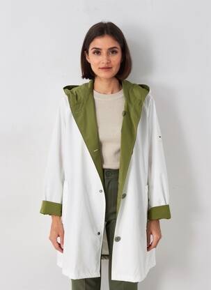 Impermeabil finisaj interior căptușeală satinată cu glugă alb OOF WEAR femeie