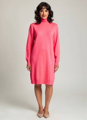 Rochie pulover elasticitate mâneci lungi roz ABSOLUT CASHMERE femeie