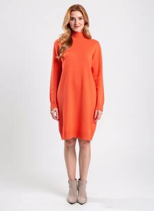 Rochie pulover elasticitate mâneci lungi portocalie ABSOLUT CASHMERE femeie
