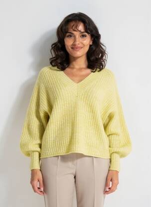 Pulover țesătură melanj mâneci lungi verde ESTHEME femeie