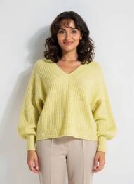 Pulover țesătură melanj mâneci lungi verde ESTHEME femme