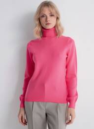 Pulover cu guler înalt elasticitate mâneci lungi roz ABSOLUT CASHMERE femme