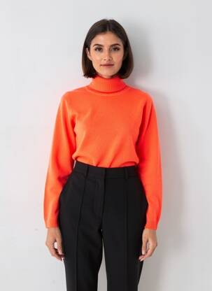 Pulover cu guler înalt elasticitate mâneci lungi portocalie ABSOLUT CASHMERE femeie