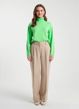 Pulover cu guler înalt elasticitate mâneci lungi verde ABSOLUT CASHMERE femeie