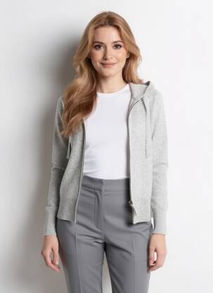 Vestă cu mâneci lungi guler rotund gri ABSOLUT CASHMERE femeie