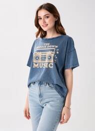 Tricou croială dreaptă mâneci scurte albastru FIVE femme