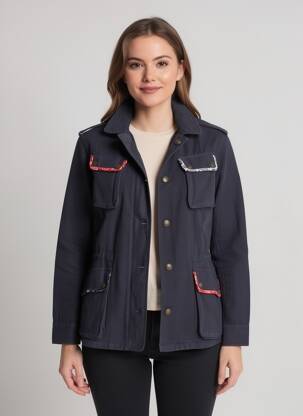 Jachete casual croială dreaptă albastru FIVE femeie