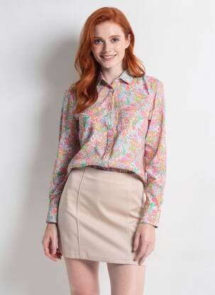 Cămașă imprimeu floral mâneci lungi roz HARTFORD femeie