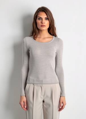 Tricou mâneci lungi mâneci lungi gri EMMEBIVI femeie