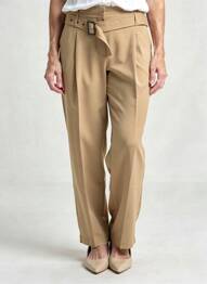 Pantalon drept țesătură poplin mărime normală maro EVA KAYAN femme