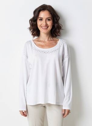 Tricou mâneci lungi mâneci lungi alb EVA KAYAN femeie